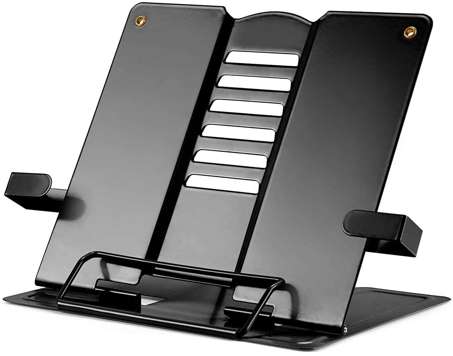 VOLO Book Stand – Adjustable Foldable Metal Book Stand Holder, Stable Hands Free Reading, Portable Desktop Book Holder for Cookbooks Textbooks Sheet Music | Black