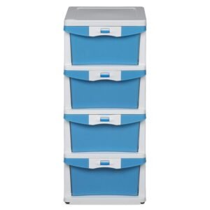 Nilkamal Chests of 4 Drawers CHTR24NT |Multi-Purpose Storage Organizer For Kids, School,And Home |Easy Assembly|Blue And Cream Colour