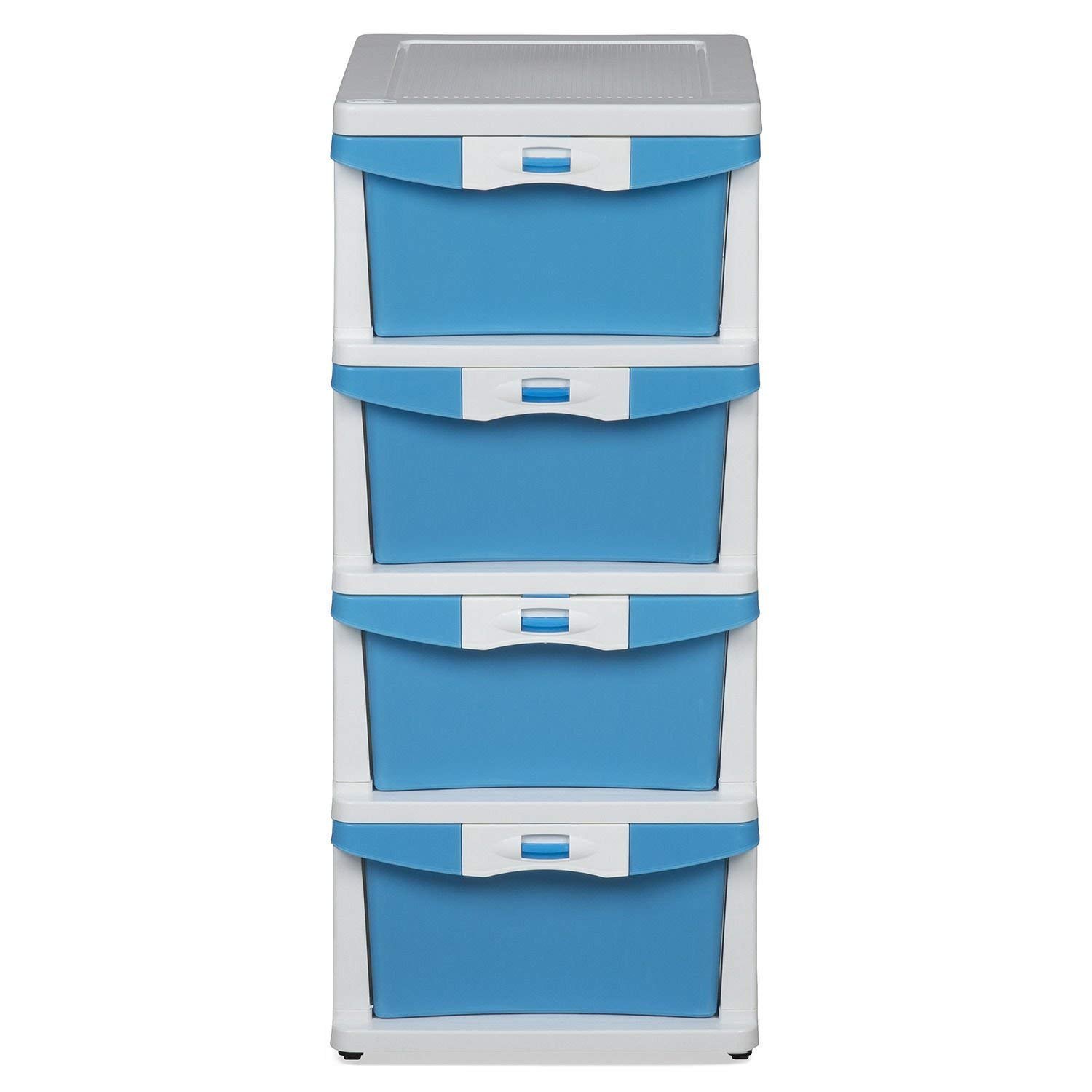 Nilkamal Chests of 4 Drawers CHTR24NT |Multi-Purpose Storage Organizer For Kids, School,And Home |Easy Assembly|Blue And Cream Colour