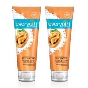 Everyuth Naturals Exfoliating Walnut Face Scrub | Removes Dead Skin, Blackheads & Whiteheads | With Walnut Shell|Oily, Dry, Normal, Combination & Sensitive Skin – 100g (Pack of 2) Tube