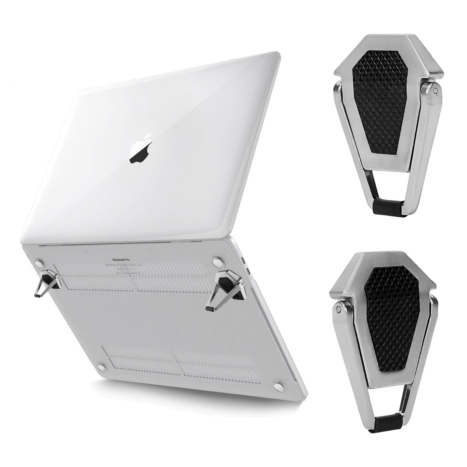 Florican Portable Invisible Laptop Riser Stand | Mini Aluminum Cooling Pad, Lightweight Laptop Desk Stand for MacBook, Lenovo, Dell, HP & Other Laptops (Cool Silver)