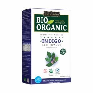 Indus Valley Bio Organic Herbal Indigo Powder for Natural Hair Color, 100% Organic & Chemical-Free, Helps Protect Hair from Damage and Supports Healthy Hair – 100g