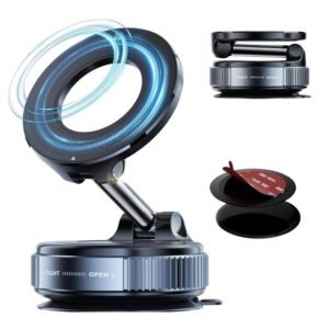 Upgraded 360° Vacuum Magnetic Car Phone Mount, Strong Suction Cup Phone Holder, Hands-Free Mobile Stand for Car Dashboard, Windshield, Gym, Mirror & Shower, Universal Compatible Magnetic Mobile Holder