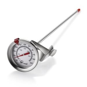 KT THERMO Deep Frying Thermometer with Clip Dial Thermometers for Playing Milk Foam Temperature Control (Silver)