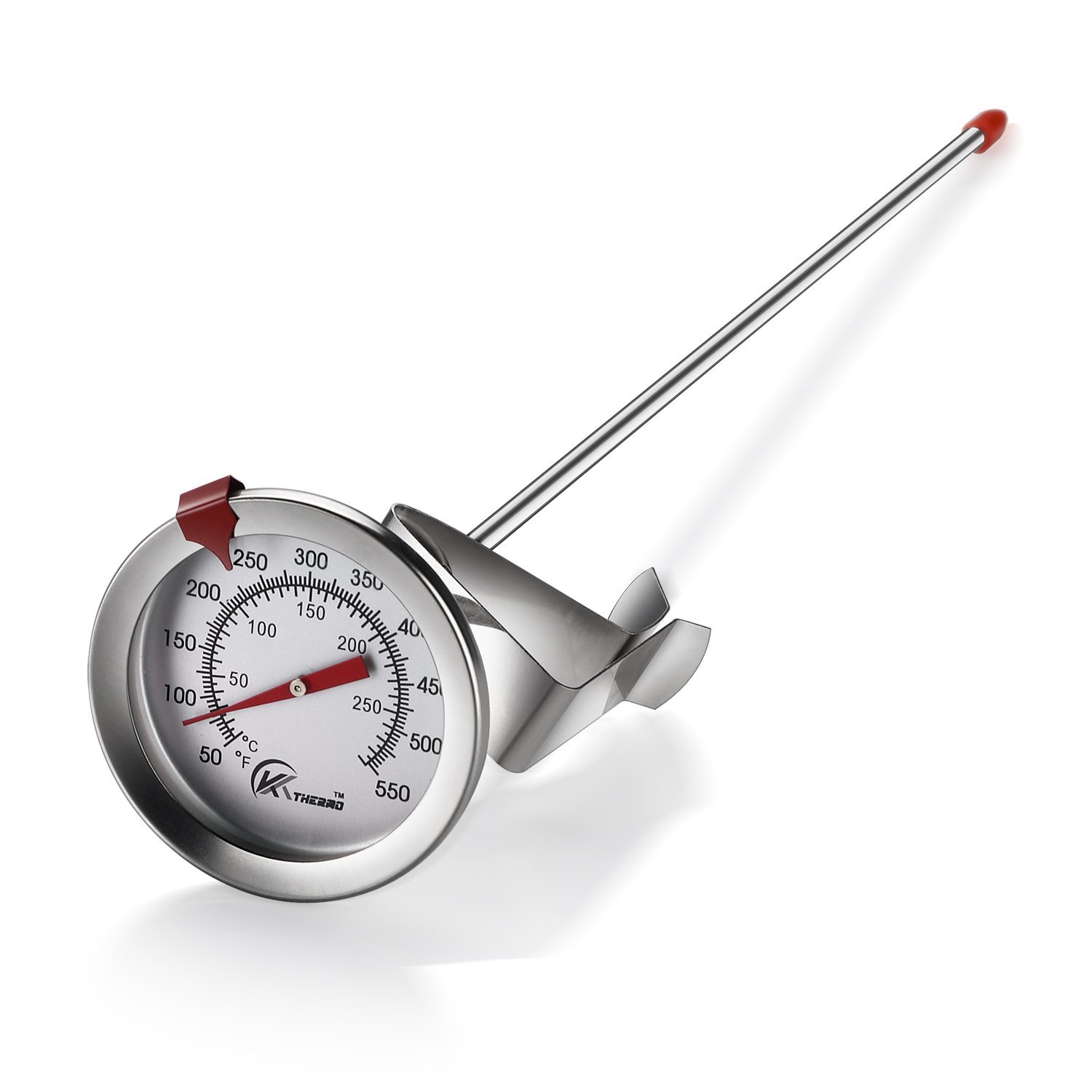 KT THERMO Deep Frying Thermometer with Clip Dial Thermometers for Playing Milk Foam Temperature Control (Silver)