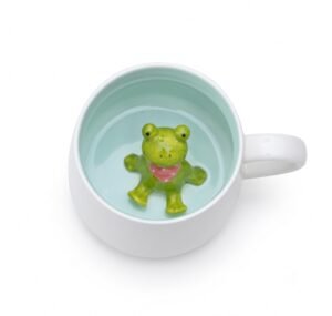 NOSCOMP 3D Animal Cup Coffee Mug Comes with A Cute Inside Creative Morning Mug Animal Cup for Hot&Cold Tea Milk Coffee Perfect for Kids Decorations (Frog)(Ceramic) 400 Milliliter