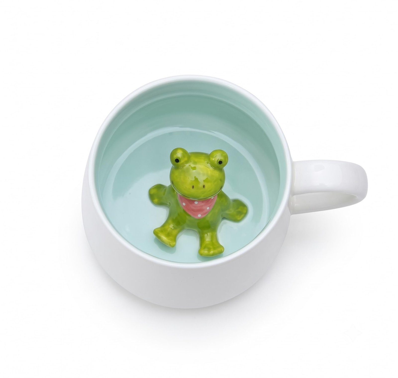 NOSCOMP 3D Animal Cup Coffee Mug Comes with A Cute Inside Creative Morning Mug Animal Cup for Hot&Cold Tea Milk Coffee Perfect for Kids Decorations (Frog)(Ceramic) 400 Milliliter