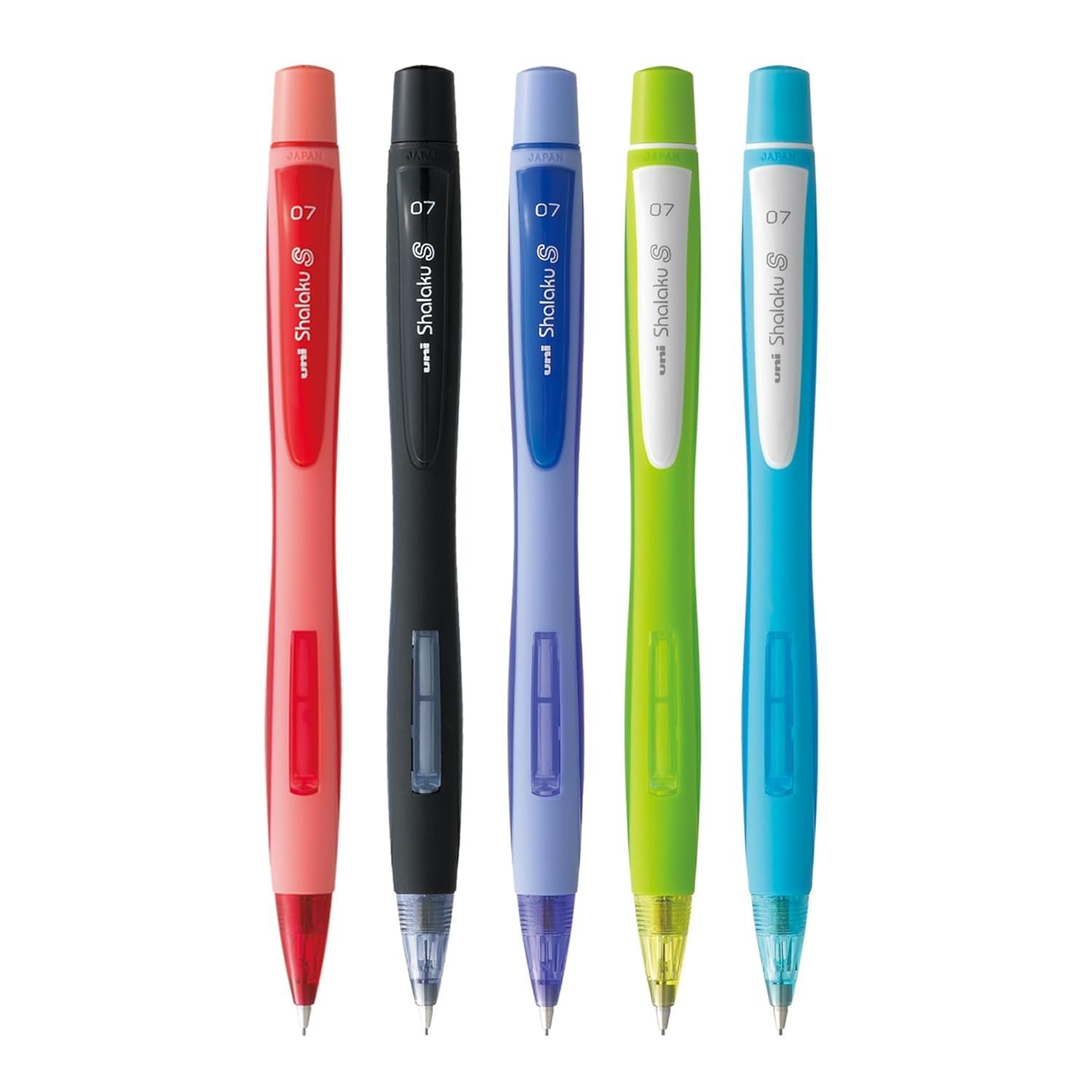 uni-ball Shalaku 0.7mm Mechanical Pencil (M7-228) | Rubberized Body with Unique Side Click Mechanism | Body Color May Vary, Pack of 5