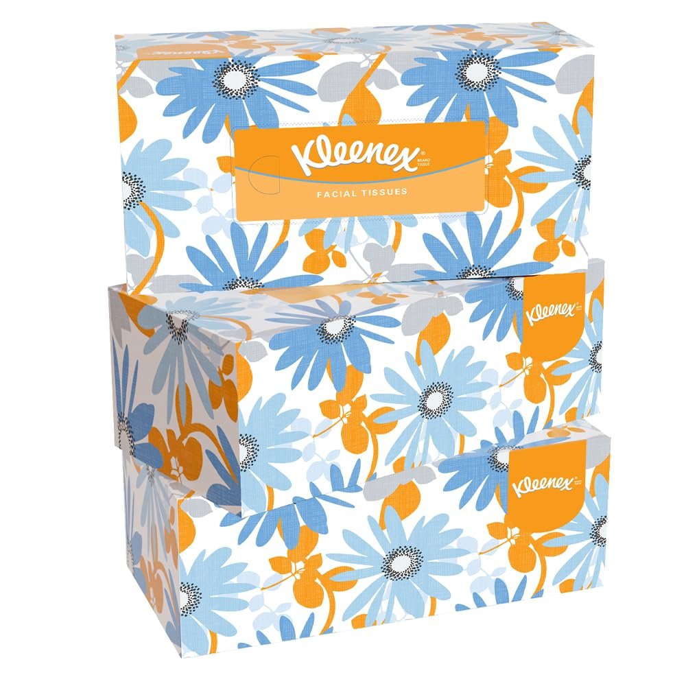 Kleenex 60038 2 ply Facial Tissue Flat Box, 200 Pulls, Pack of 3 (Total 600 Sheets)