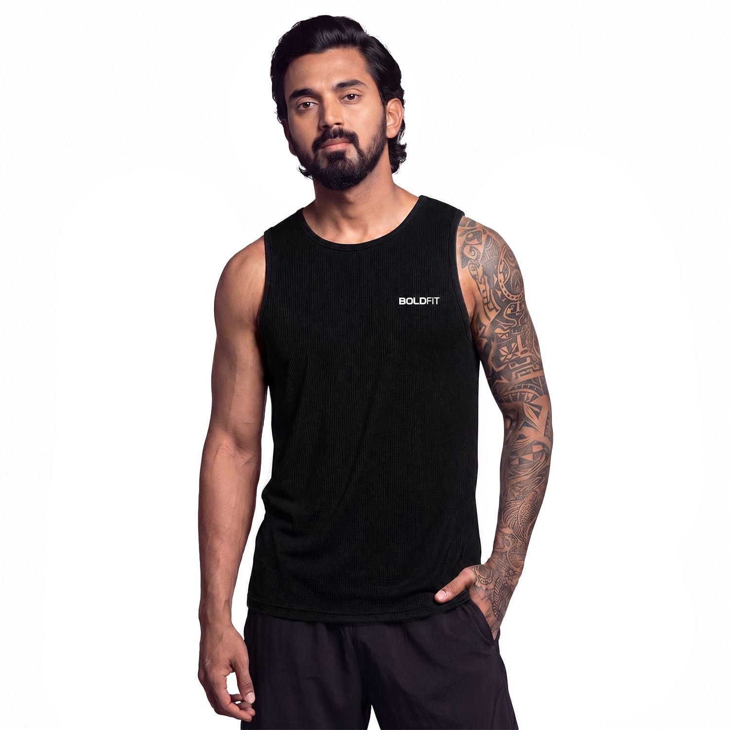 Boldfit Sleeveless Tshirts for Men Cotton Gym Vest Tank Top Men Quick Dry Workout Sando for Man Stretchable Mens Baniyan Innerwear Vest for Running, Training, Yoga, Everyday Wear Comfort Fit Tshirt