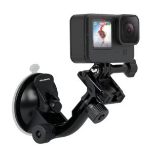 Suction Cup Mount Compatible with Gopro Hero (2018), Fusion, Hero 7, 6, 5, 4, Session, 3+, 3, 2, 1 Cameras; Perfect for Car Windshield and Window