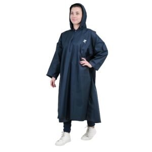 ROCKSPORT Unisex Hooded Rain Poncho for Adult, Polyester Waterproof, lightweight,Reusable& Packable, Long Sleeve & One Size Fits Most, Free Size (Blue)
