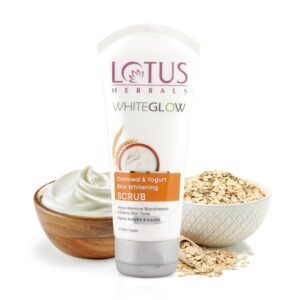 Lotus Herbals WhiteGlow Skin Brightening Oatmeal & Yogurt Scrub | Gentle Exfoliator | Removes Tan and Blackheads | Face Scrub for Women & Men | 150g