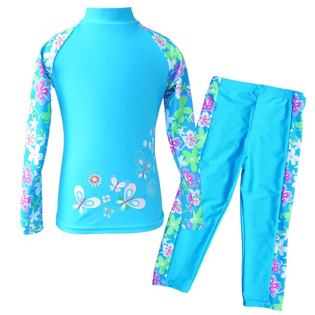 TFJH E Girls Two Piece Swimwear butterflyflower Dots Printed Swimsuit UPF 50+ UV 3-10Y