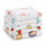 MOM CARE Muslin Cloth for New Born Baby, 6 Layer Reusable Cotton Washcloth Napkins, Face Towels, Absorbent Feeding Wipes and Burp Cloths for Baby, 30 x 30 cm, Pack of 5