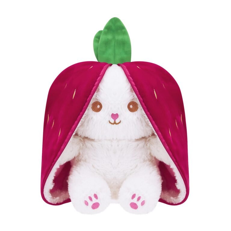 Amazon Brand – Jam & Honey Reversible Carrot Strawberry Bunny Plush Toy | Zipper | Cute Stuffed Animal | Rabbit Soft Toy |Age 3 Years and Above