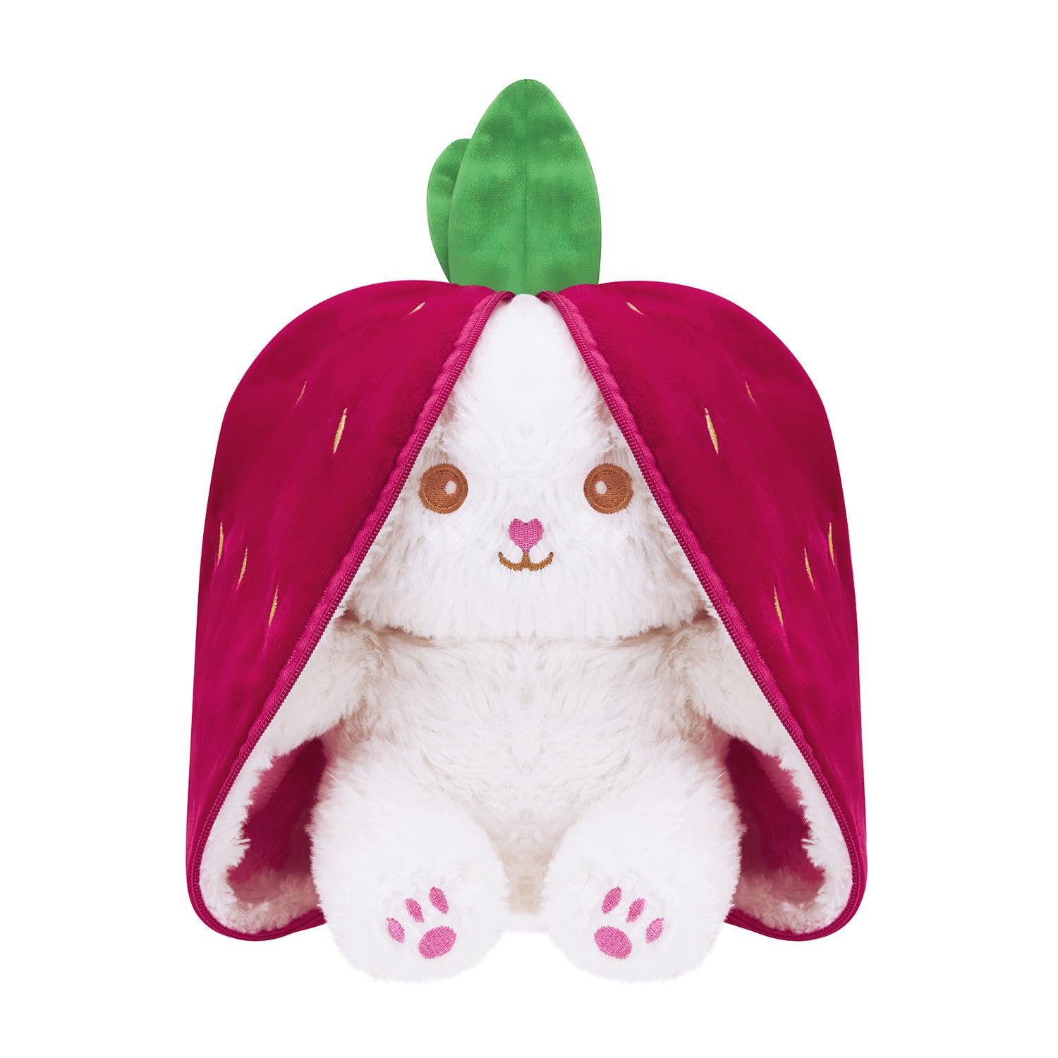 Amazon Brand – Jam & Honey Reversible Carrot Strawberry Bunny Plush Toy | Zipper | Cute Stuffed Animal | Rabbit Soft Toy |Age 3 Years and Above