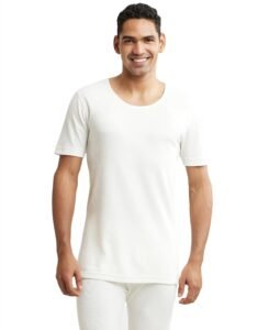 Jockey Men’s Super Combed Cotton Rich Fabric Half Sleeved Thermal Undershirt with StayWarm Technology