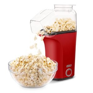 Dash DAPP150V2RD04 Hot Air Popcorn Popper Maker with with Measuring Cup to Portion Popping Corn Kernels + Melt Butter, Makes 16C, Red