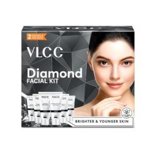 VLCC Diamond Facial Kit – 60g | Purifying with Parlour Glow | Improves Elasticity, Brightens and Helps Lighten Patchy, Damaged Skin | with Colloidal Diamond, Aloe Vera, Jojoba & Olive Oil