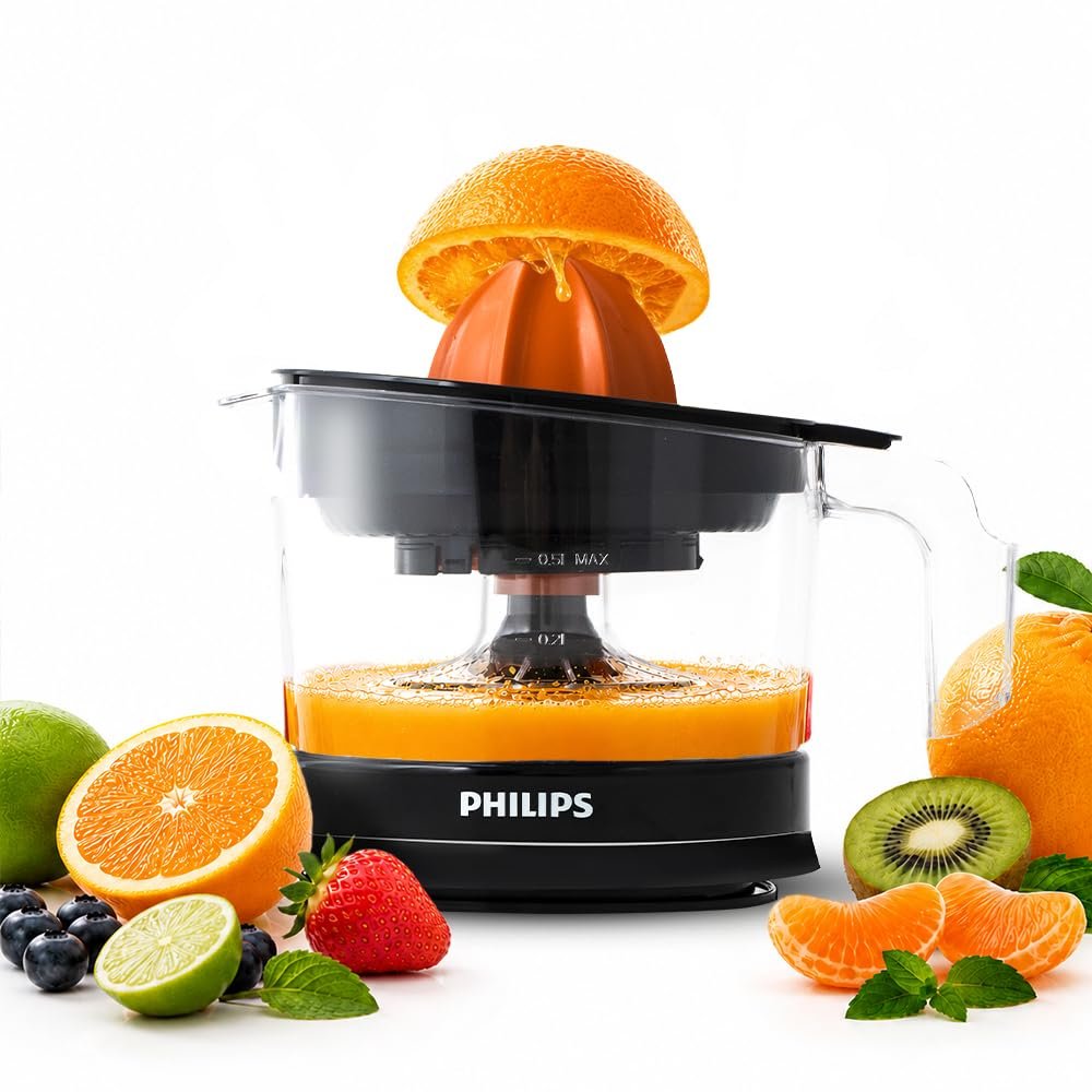 PHILIPS Citrus Press Juicer HR2788/00, Black & Transparent, Medium