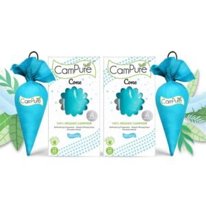 CamPure Camphor Cone Pack Of 2-100% Organic | Air Freshener For Car, Wardrobe, Office Cabin’s, Drawers, Travel Bag & Bathroom