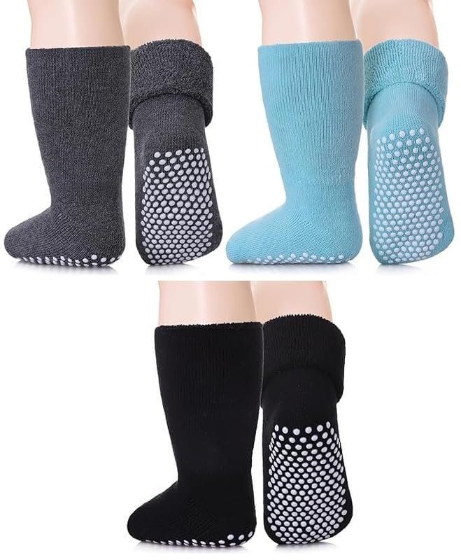 WKLOUYHE Baby Socks with Grips,Winter Terry Thick Warm Socks