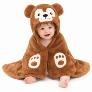 First Kick New Born Baby Blanket Pack of Super Soft Bathrobe Baby Wrapper Cum Baby Bath Towel for Baby Boys, Baby Girls, Babies (Rust Brown, 80cm x 80cm, 0-12 Months)