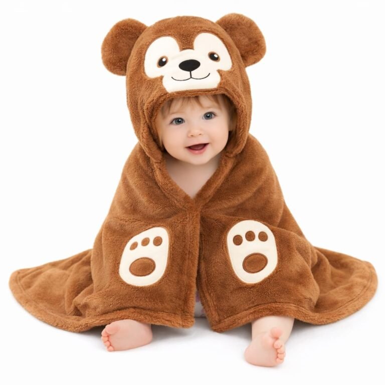 First Kick New Born Baby Blanket Pack of Super Soft Bathrobe Baby Wrapper Cum Baby Bath Towel for Baby Boys, Baby Girls, Babies (Rust Brown, 80cm x 80cm, 0-12 Months)