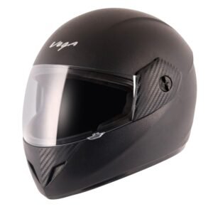 Vega Cliff ISI Certified Lightweight Full Face Gloss Finish Helmet for Men and Women with Clear Visor(Black, Size:M)