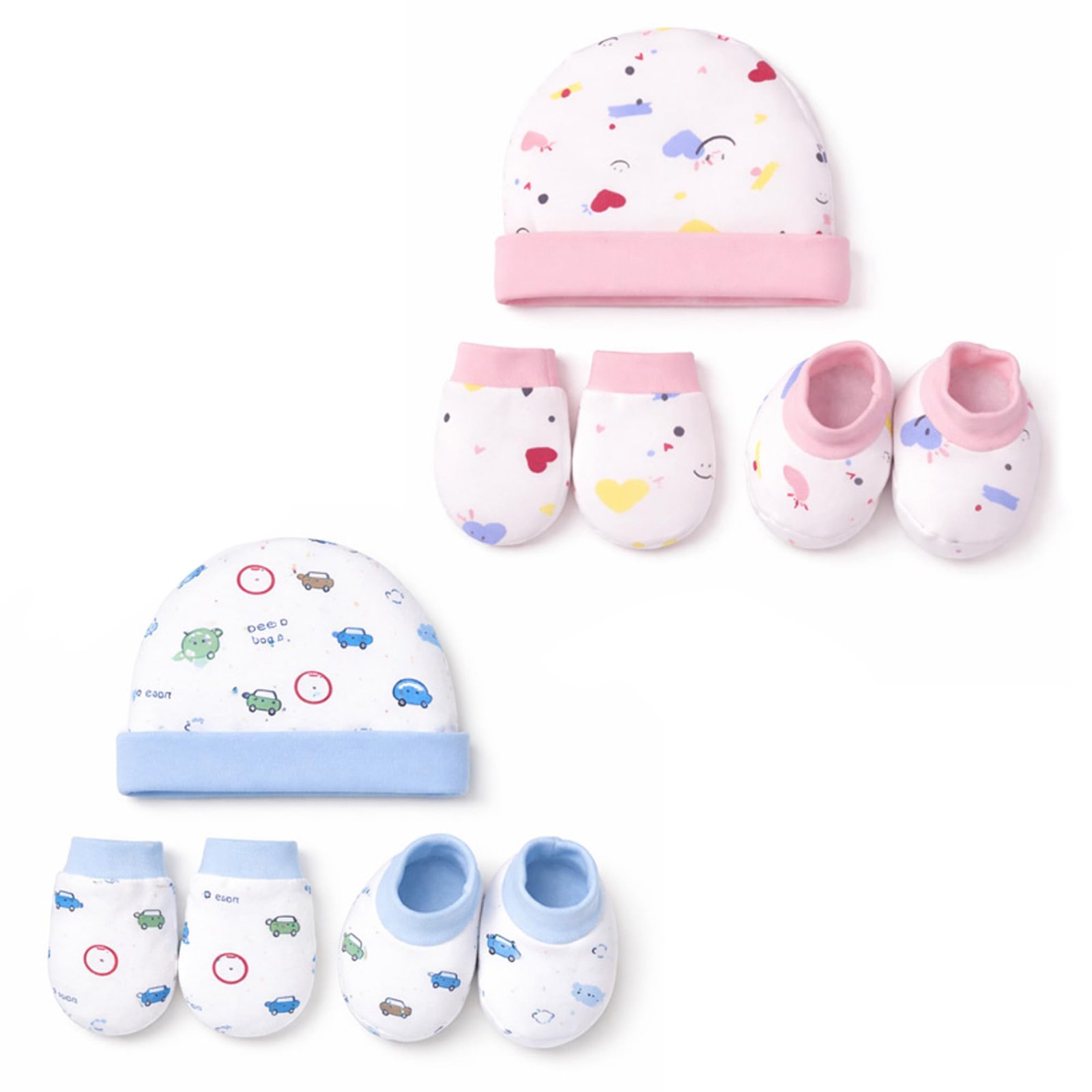 VParents New Born Baby Cotton Gloves, Cap & Mittens Combo Set (0-3 Months) | Booty Set | Kids Gloves & Socks | Best Baby Gift | For Boys & Girls