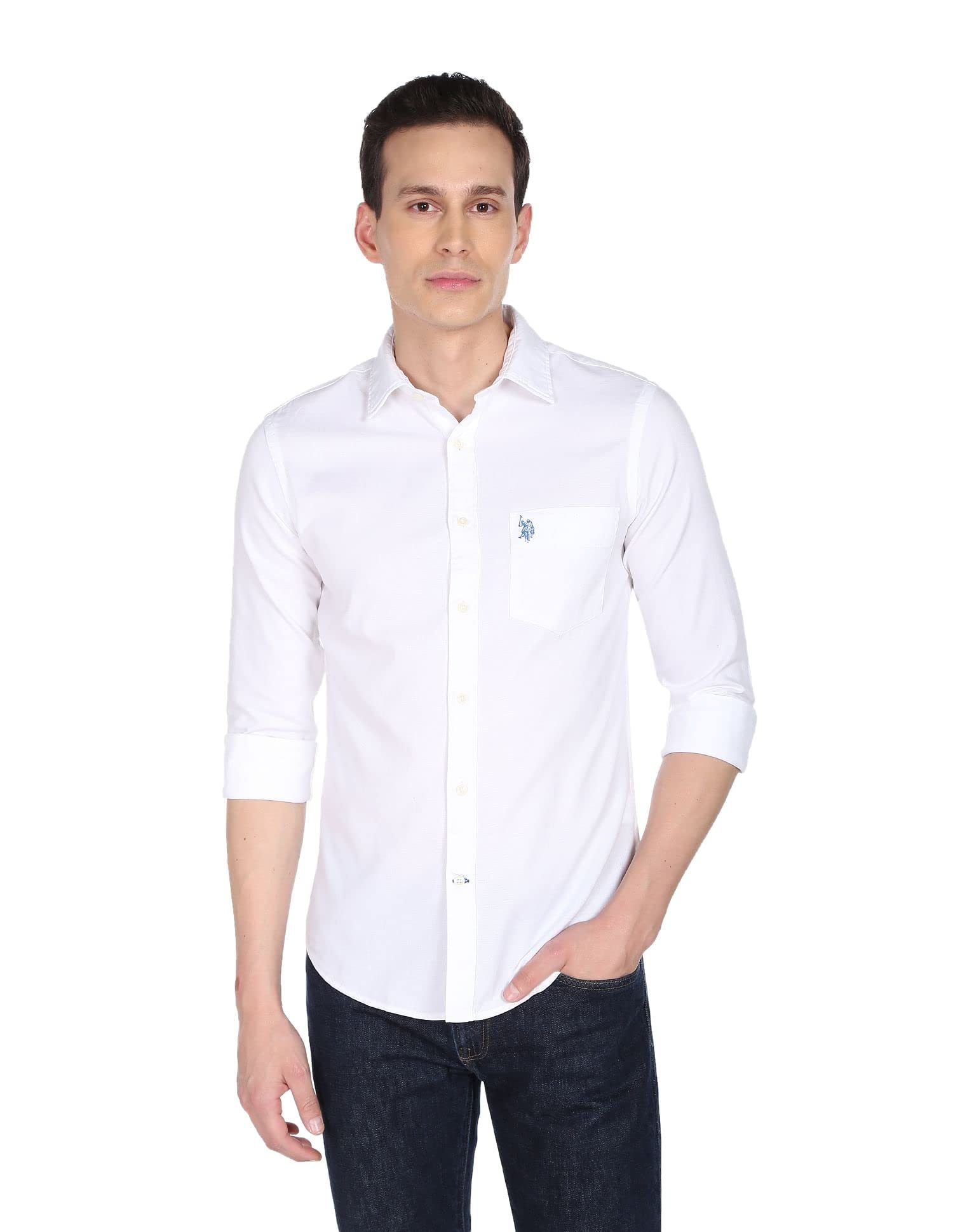 U.S. Polo ASSN. Tailored Fit Formal Shirts for Men – 100% Cotton, Full Sleeve Mens Casual Shirts