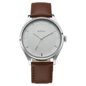 Titan Men’s Classic Watch: Gradient Dial & Sleek Markings with Leather Strap-NS1802SL13