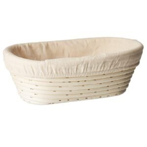 (10 x 6 x 3.5 inch) Oval Bread Banneton Proofing Basket & Liner SUGUS HOUSE Brotform Dough Rising Rattan Handmade rattan bowl – Perfect For Artisan