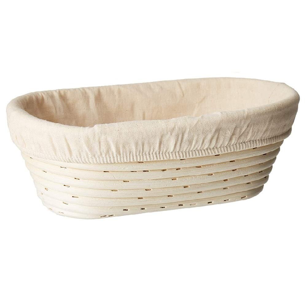 (10 x 6 x 3.5 inch) Oval Bread Banneton Proofing Basket & Liner SUGUS HOUSE Brotform Dough Rising Rattan Handmade rattan bowl – Perfect For Artisan