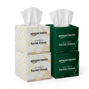 Amazon brand- Amazon Basics 2-Ply Facial Tissue paper 320 pulls | 80 pulls x Pack of 4| Soft & Gentle| Chemical-Free