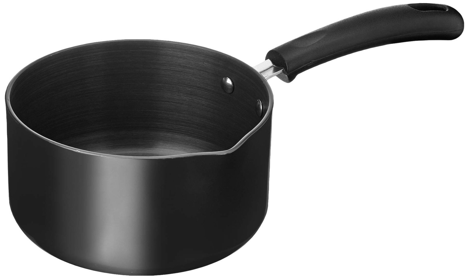 Amazon Brand – Solimo Hard Anodized Saucepan with Bakelite Handle (900ml)- Non- Induction, Aluminium, Black