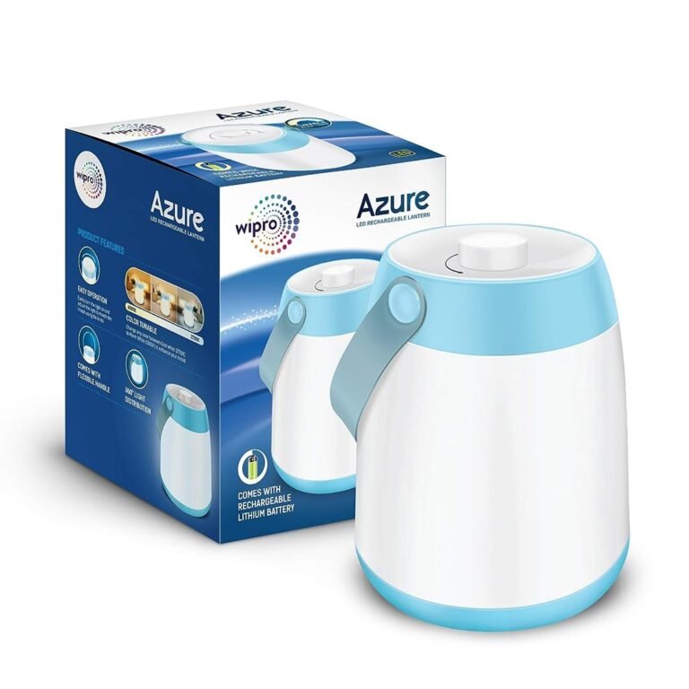 Wipro Azure LED Rechargeable Lantern with 360 Degree Light Distribution, Portable Camping and Home Emergency Rechargeable Light, Tunable White 2700K-6500K, 1800 mAh Li Ion Battery,White, Pack of 1
