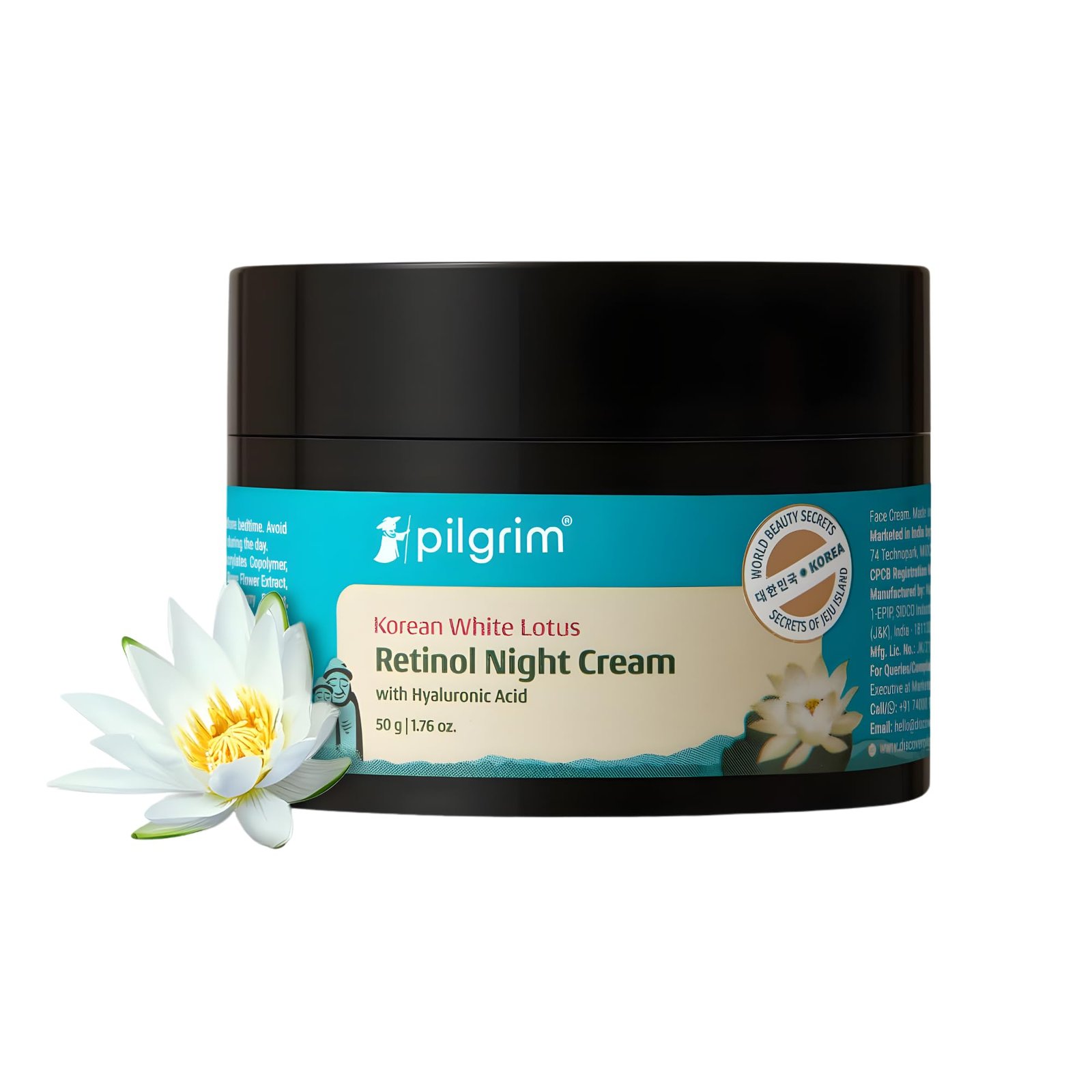 Pilgrim Korean Retinol Night Cream with Hyaluronic Acid & Vitamin C – 50g