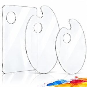3pcs Acrylic Paint Palette Clear Art Palette for Adults & Kids, Transparent Non-Stick Oil Paint Palette with Protective Kraft for DIY Craft Art Painting Plate