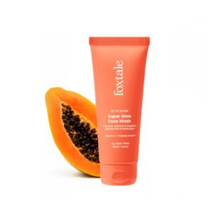Foxtale Super Glow Detan Face Wash with Vitamin C & Papaya enzyme, Tan Removal, Brightens & Reduces Pigmentation, Gentle Exfoliation | Face Wash for Men & Women | All Skin Types – 100ml