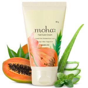 Moha Foot Cream for Dry & Cracked Feet | Deep Nourishment & Fast Healing Heel Repair Cream | Cooling & Vegan Formula with Aloe, Papaya, Peppermint & kapurkachri | Clinically Proven | Moisturizing Foot Cream for Rough Calloused Skin | Softening, Exfoliating & Paraben-Free Foot Care for Men & Women – 50g (Pack of 1)