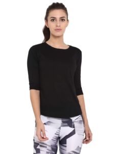 Ap’pulse Women’s 3/4 Rollover Sleeve Cotton Slim fit T-Shirt