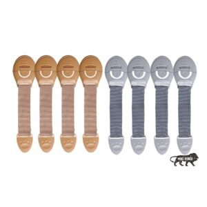 Kids Station Furniture Safety Locks for Kids, Pack of 4 Grey + 4 Beige, Made in India Child Safety, Locks for Drawers, Cabinets, Fridge, Cupboard Lock, Strong and Adhesive Safety Locks