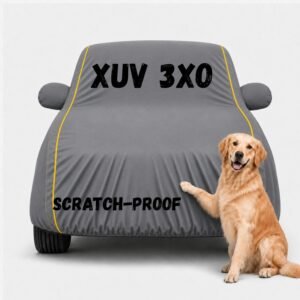 Waterproof Car Cover for Xuv 3Xo | Soft Cotton Lining Heavy Duty Triple Stitched Heat Resistant Outdoor Cover Comes with Mirror and Antenna Pocket Full Bottom Elastic (Grey)