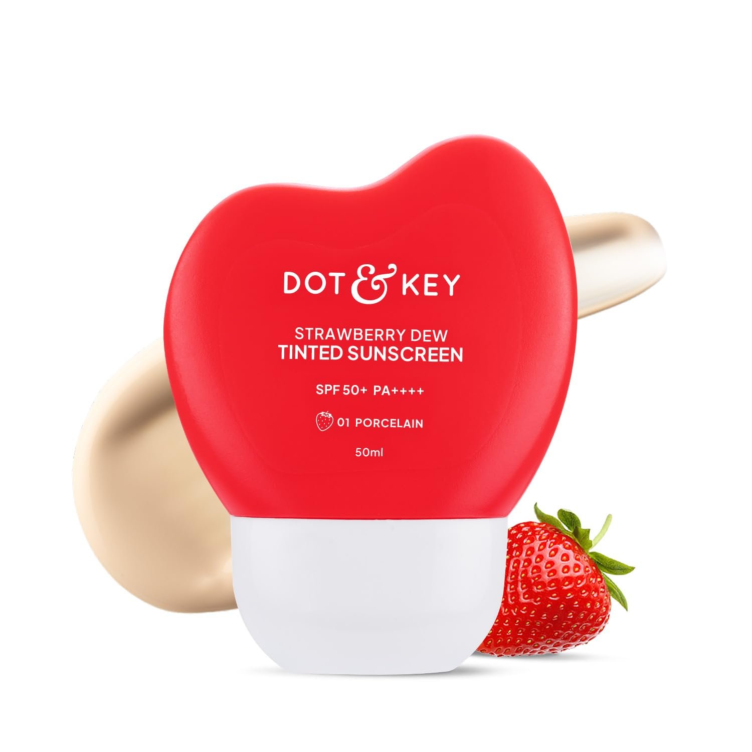 Dot & Key Strawberry Dew Tinted Sunscreen In-Vivo Tested SPF 50+ PA++++ With New-Age UV Filters, Brightens & Protects Skin, Ultra-light, With Niacinamide, Natural Finish, Non-Sticky|50ml|01-Porcelain