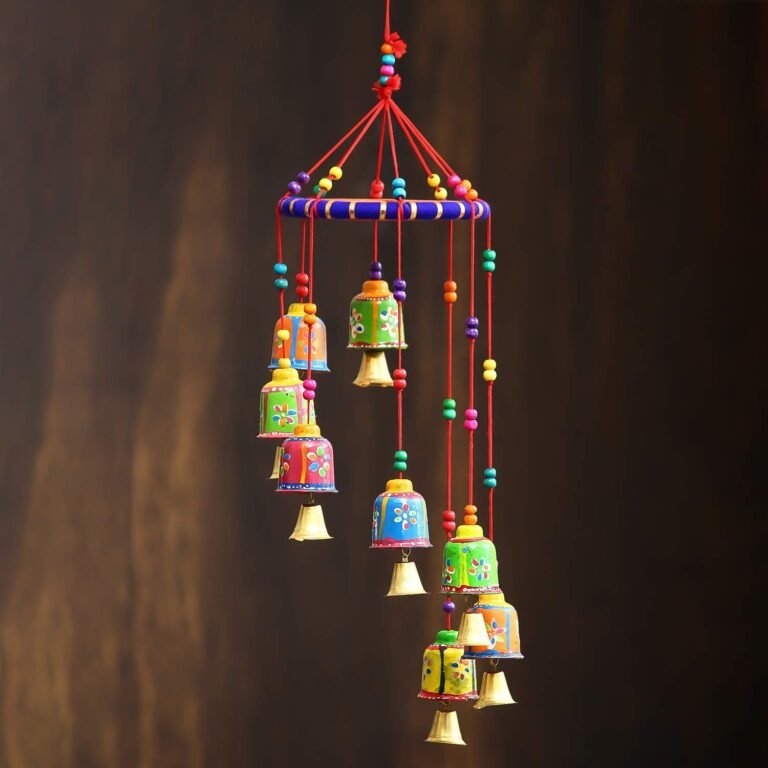 eCraftIndia Multicolour Handcrafted Decorative Window Door Wall Hanging Bells Wind Chimes Decorative Showpiece| Diwali Decoration Items for Home Decor| Gift for Diwali Navratri Housewarming