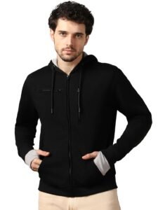 NOBERO Travel Hoodies for Men|Cotton Fleece Solid Hooded Full Sleeve Sweatshirt|15 Utility Features,Tab & Drinks & earphones Holder,Charger & Sunglass Pocket, Microfiber Cloth,In-Built Gloves,Eye Mask