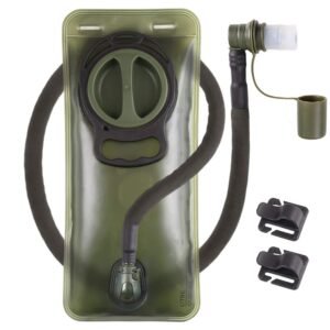 Hydration Bladder 2L Leakproof 2 Liter Water Reservoir, BPA Free Military Green Water Storage Bladder Bag with Insulated Tube, Hydration Backpack for Outdoor Hiking Camping Running Cycling