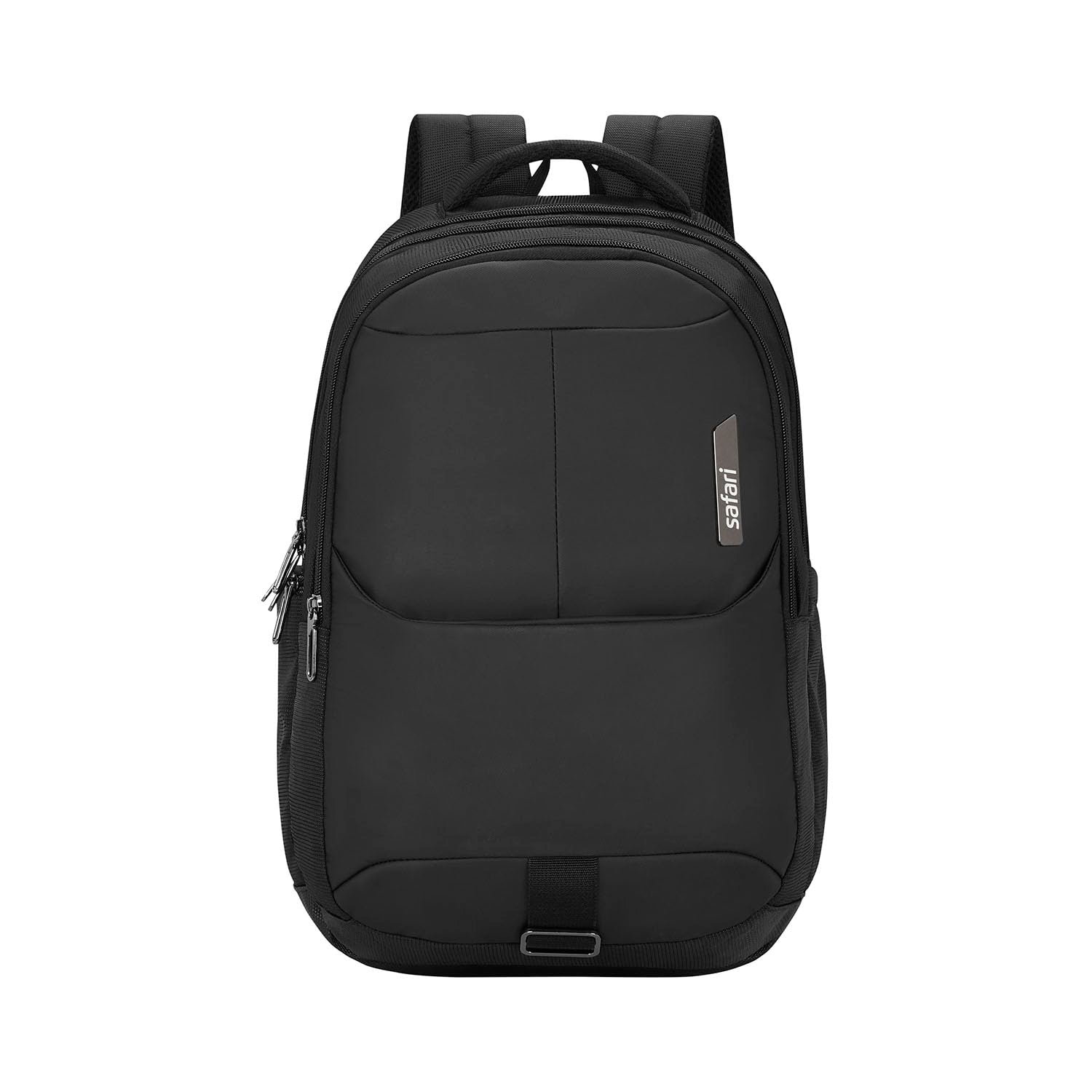 Safari Forge 34L Laptop Backpack, 3 compartments, Raincover, Antitheft pocket, Trolley Sleeve, Organizer, Bottle holder, Front pocket, College bag, school bag, Formal backpack, Color- Black